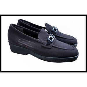 NEW Stuart Weitzman Vintage Rover Loafers Slip On Brown Mesh Black Buckle 7.5